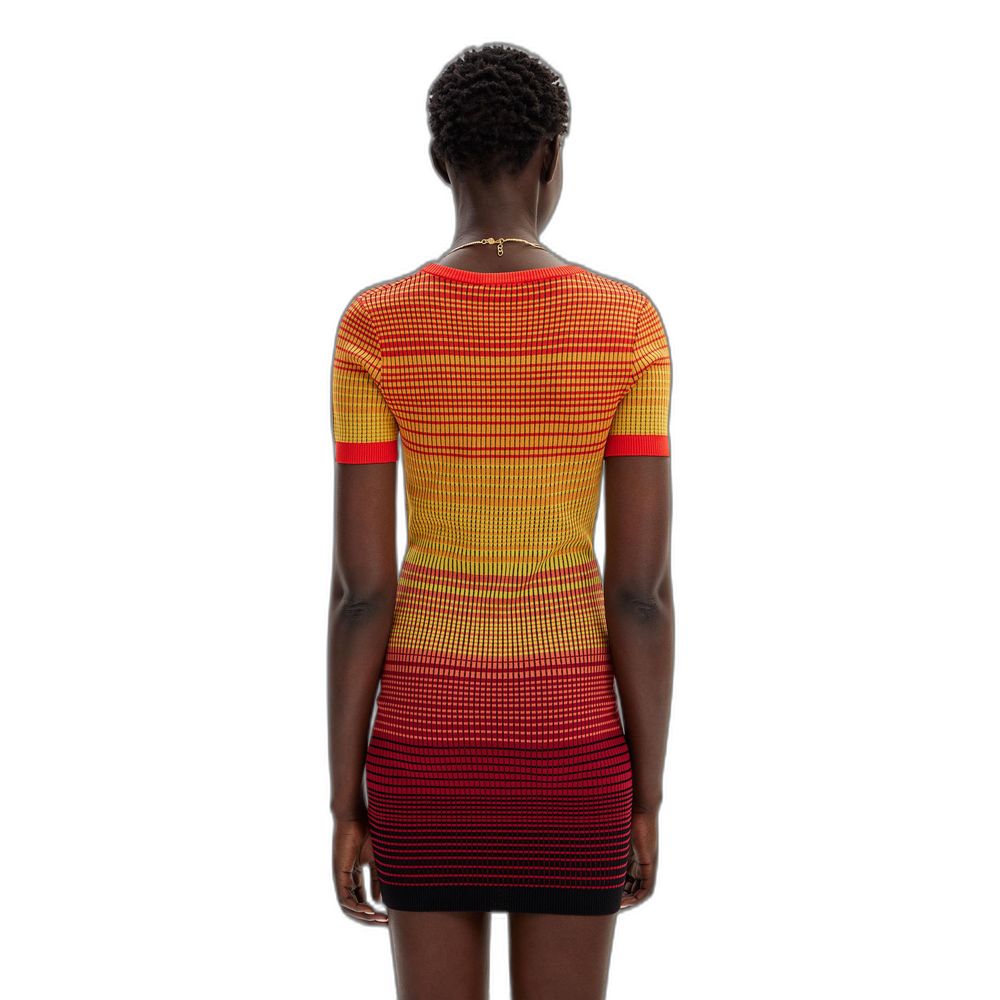 Red Viscose Midi Dress