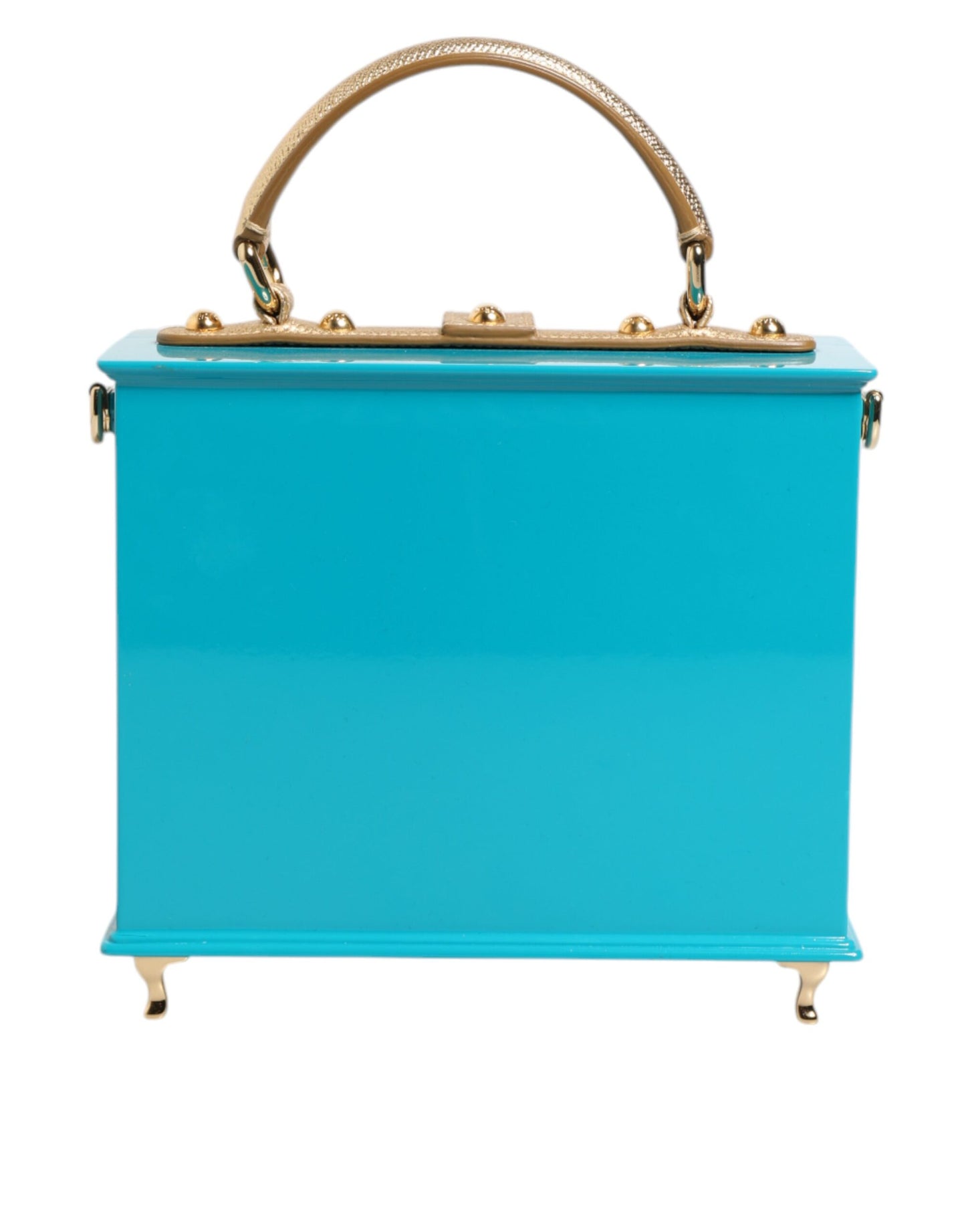 Turquoise Gold Acrylic Leather Miss Dolce Top Handle Bag