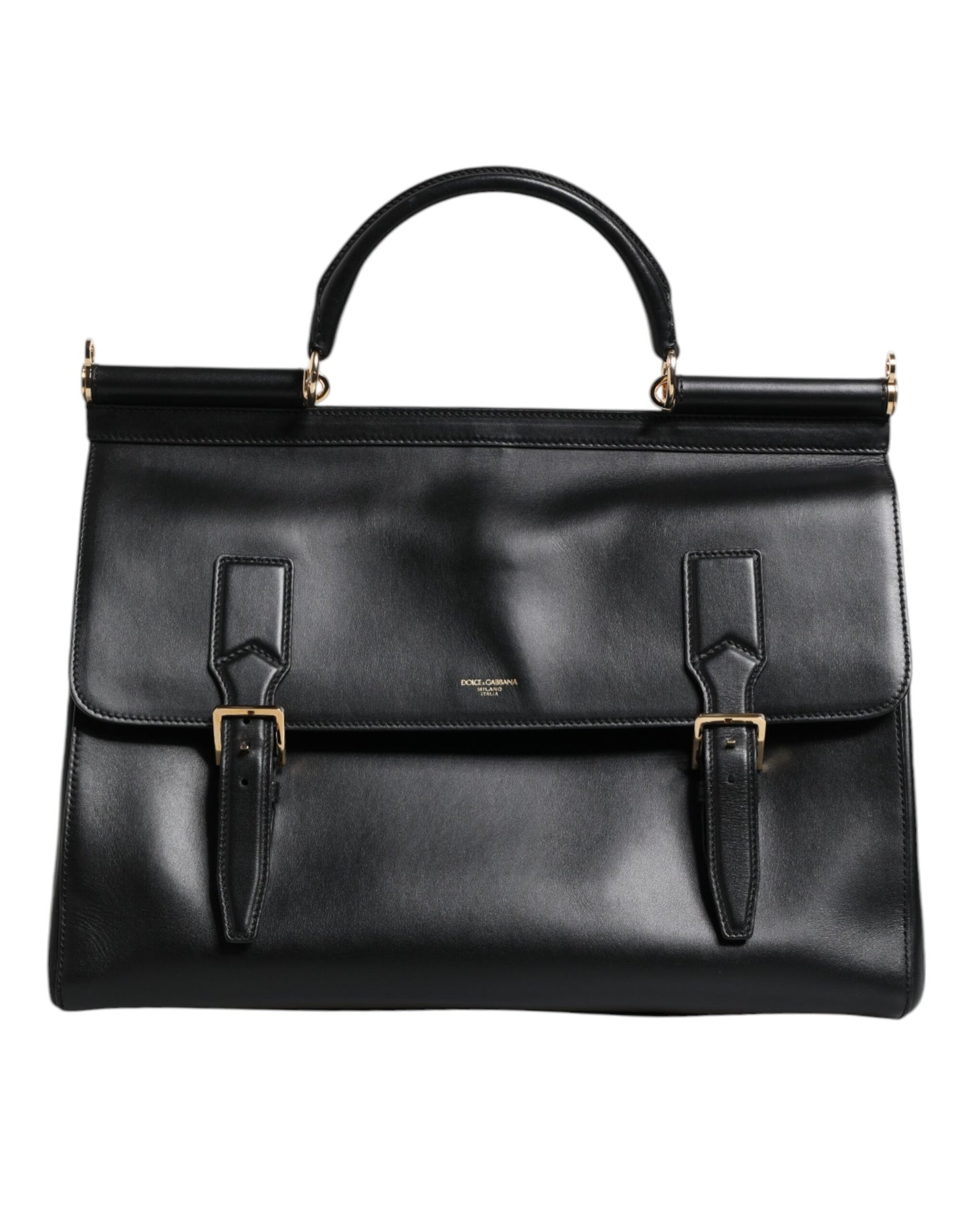 Black Calfskin Monreale Travel Heat-Stamped Logo Bag