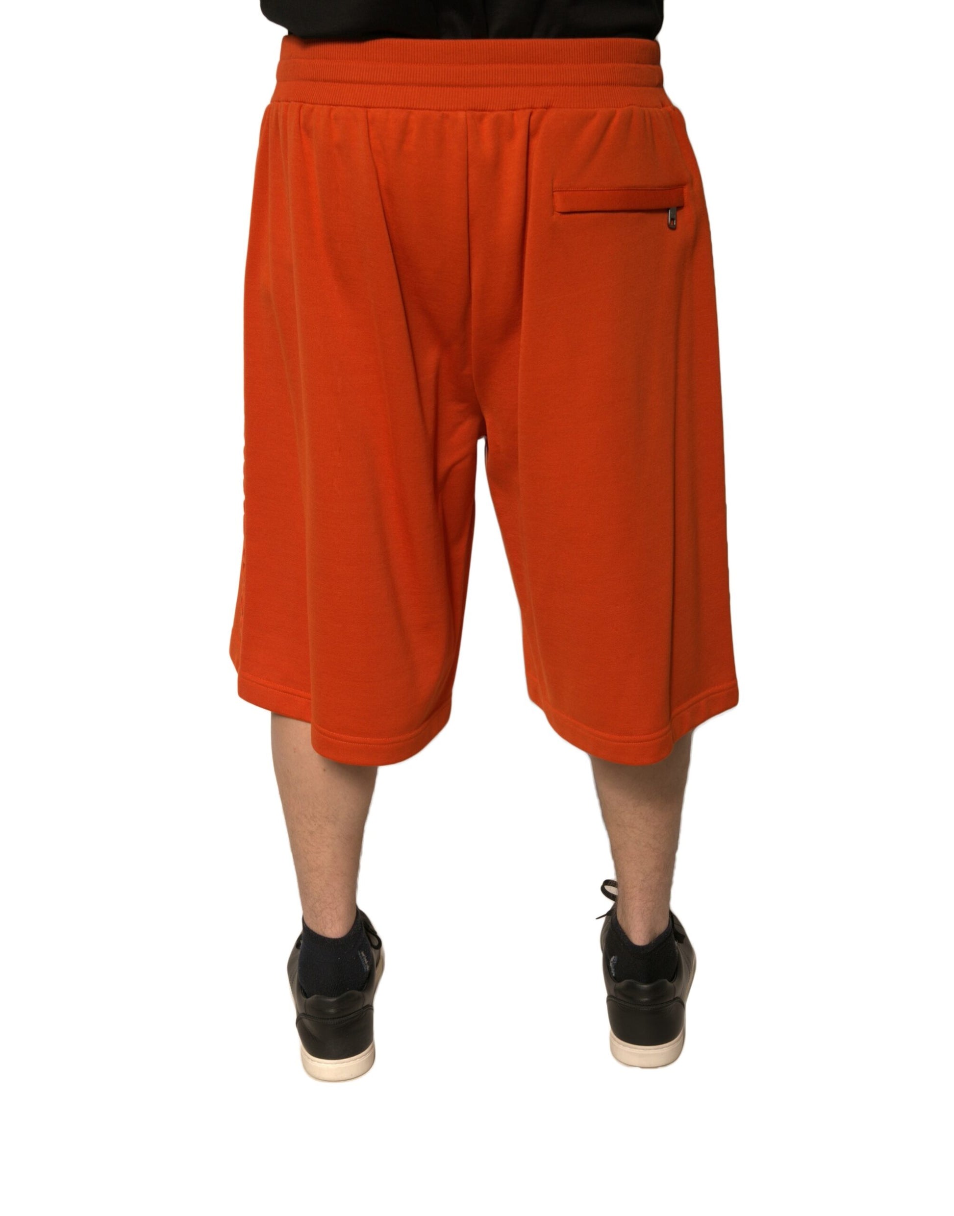 Orange Cotton Blend Men Bermuda Shorts