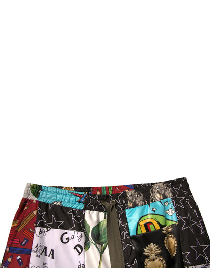 Multicolor Patchwork Cargo Bermuda Shorts