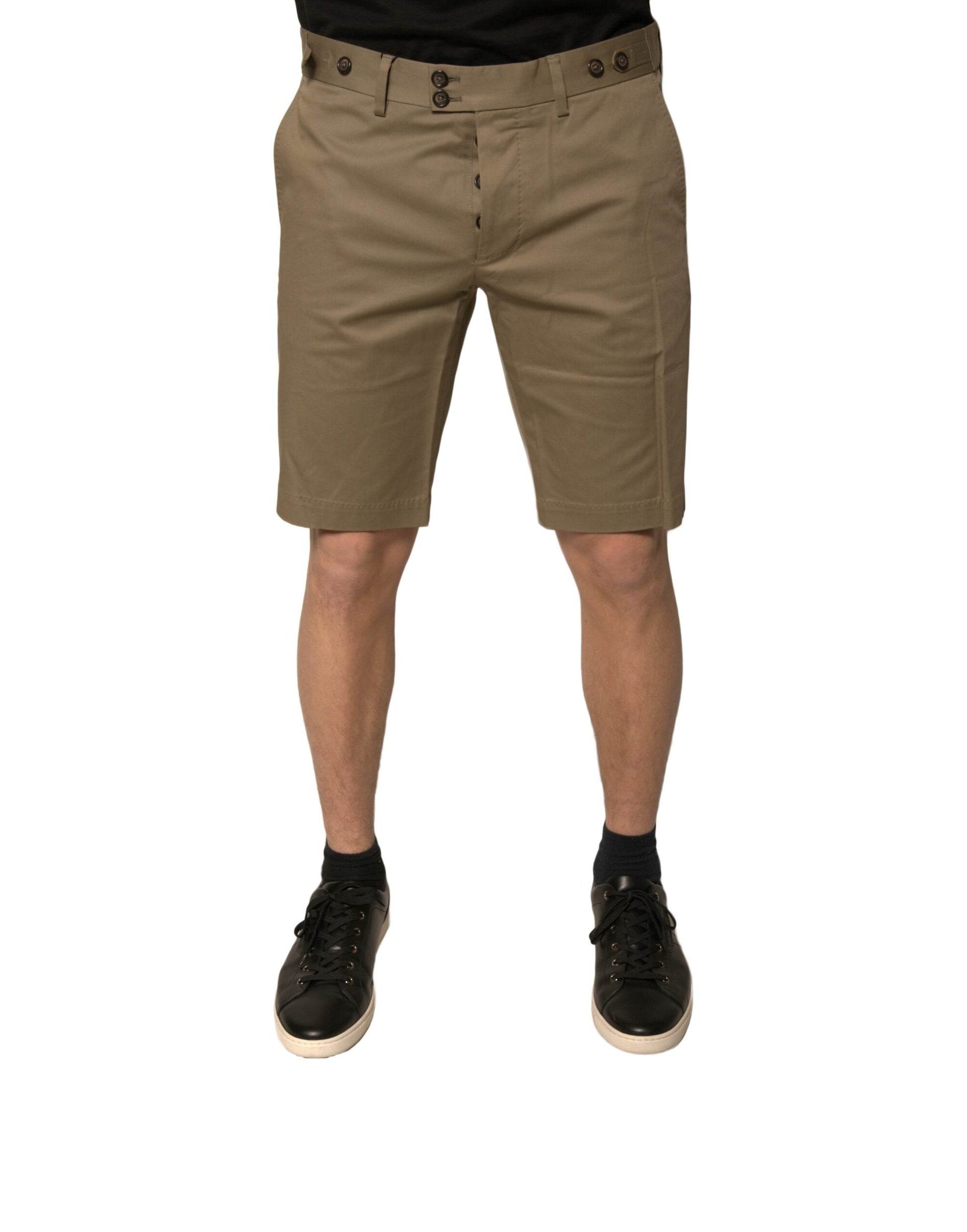 Brown Chino Cotton Stretch Casual Shorts