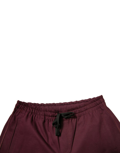 Maroon Cotton Mid Waist Bermuda Shorts