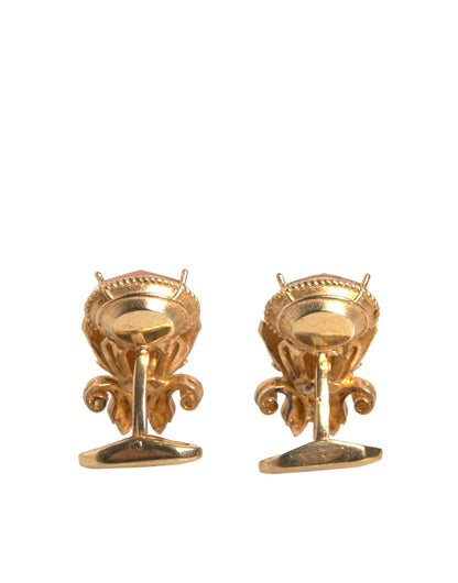 Gold Tone 925 Sterling Silver Crystal Cufflink