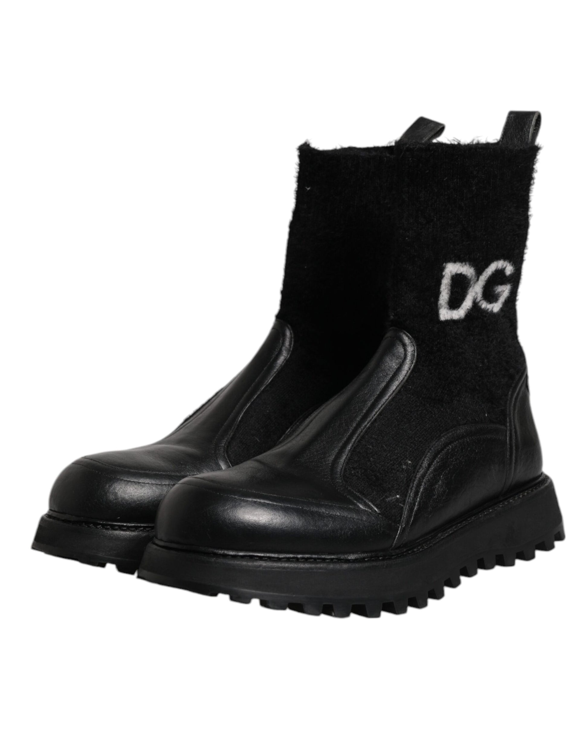 Black DG Logo Horse Sock Ankle Boots Shoes