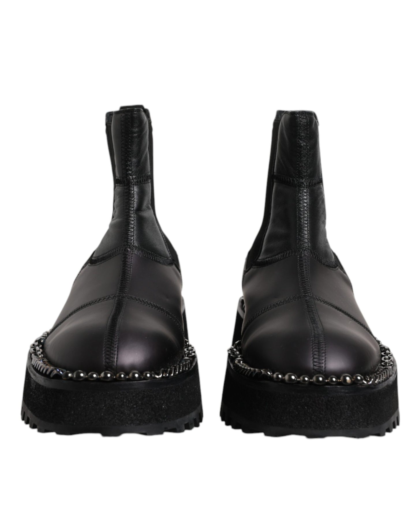 Black Chelsea Boots Leather Slip On Shoes