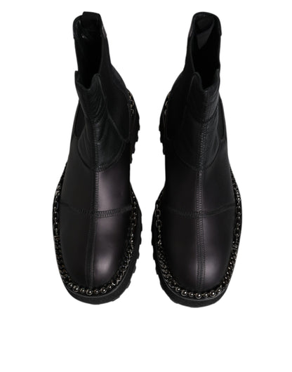 Black Chelsea Boots Leather Slip On Shoes