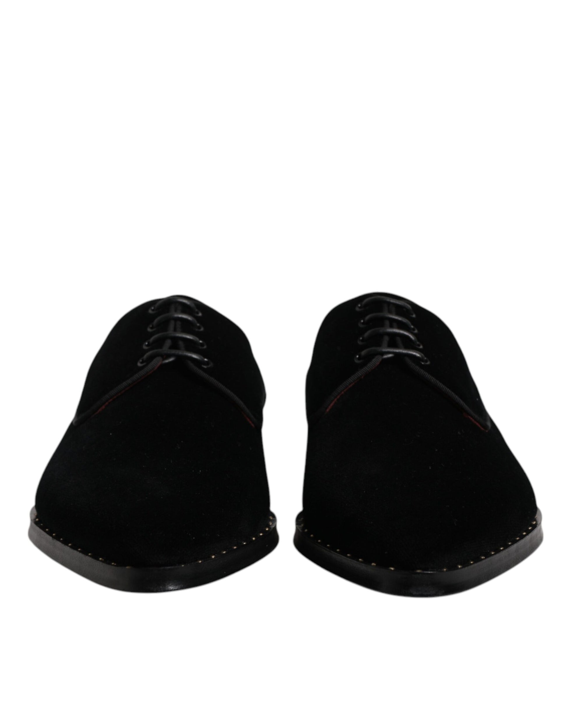 Black Velvet Cotton Lace Up Derby Shoes