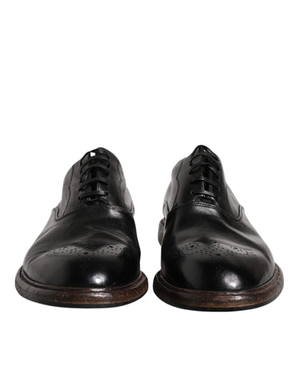 Black Leather Lace Up Men Derby Formal Shoes