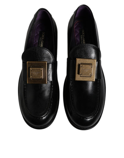 Black Leather Slip On Formal Mocassin Shoes