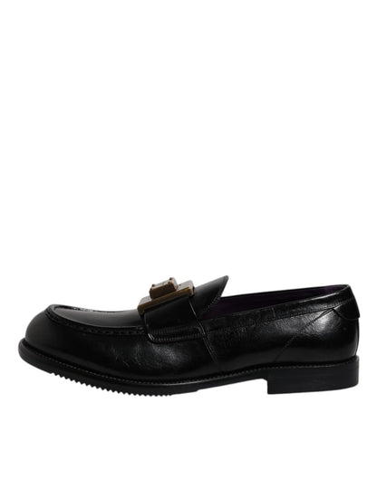 Black Leather Slip On Formal Mocassin Shoes