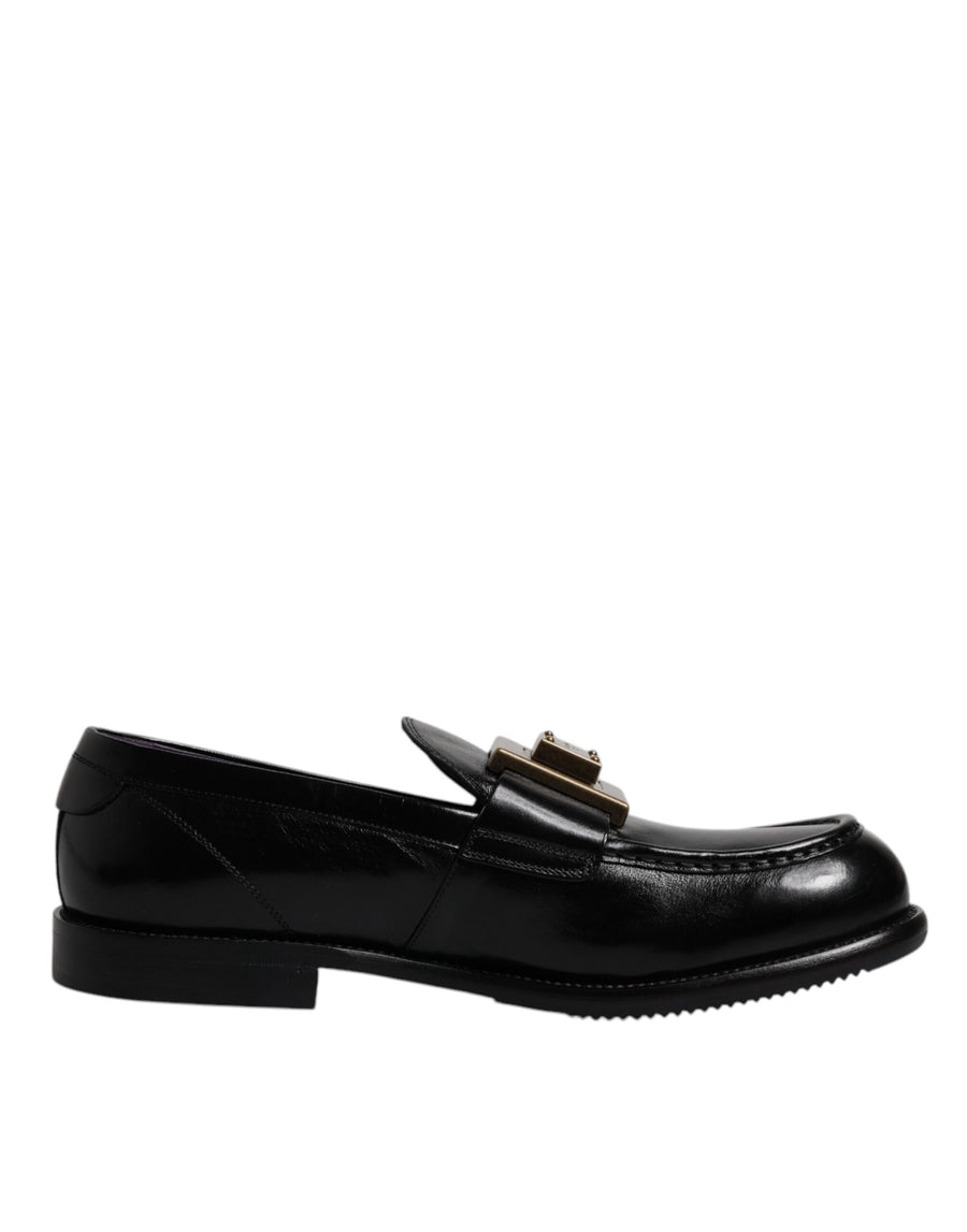 Black Leather Slip On Formal Mocassin Shoes