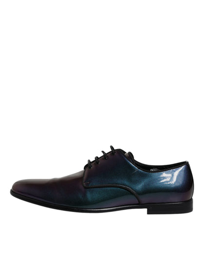 Multicolor Peacock Patent Leather Derby Men Dress Shoes