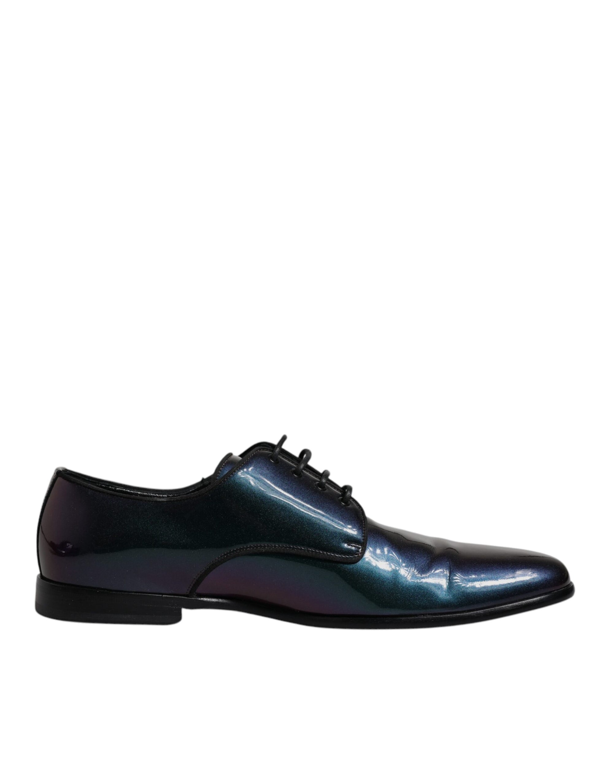 Multicolor Peacock Patent Leather Derby Men Dress Shoes