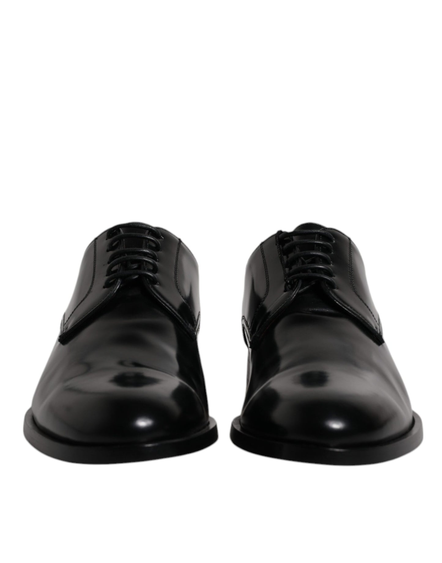 Black Calfskin Leather Derby Lace Up Formal Dress Shoes