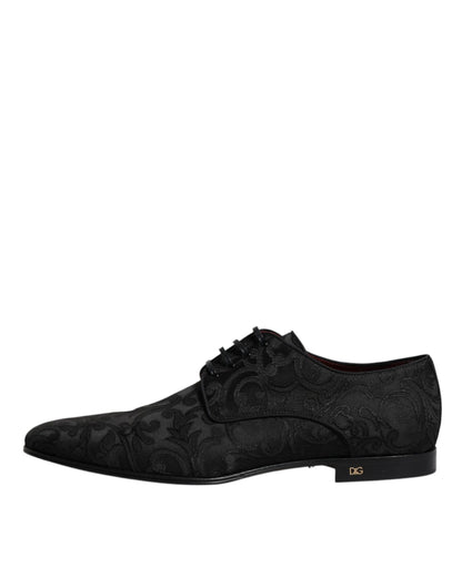 Black Jacquard Lace Up Derby Formal Dress Shoes