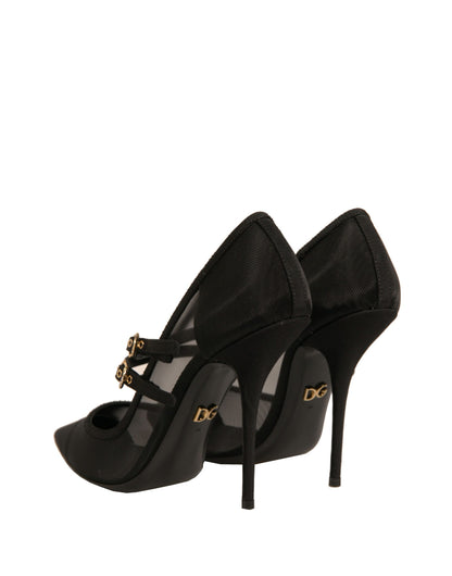 Black Mesh Mary Jane High Heels Pumps Shoes