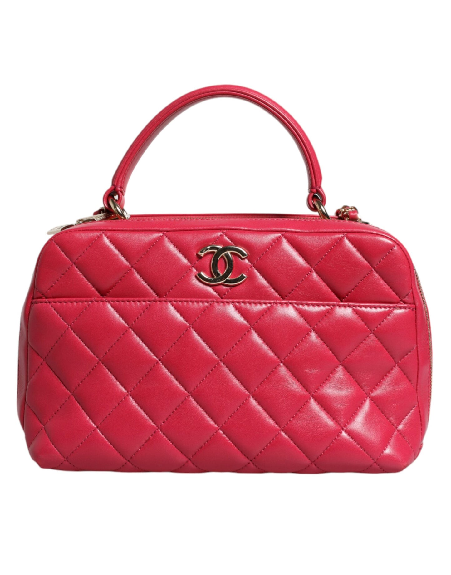 Pink Seal Matelasse Chain CC Lamb Skin Leather Bag