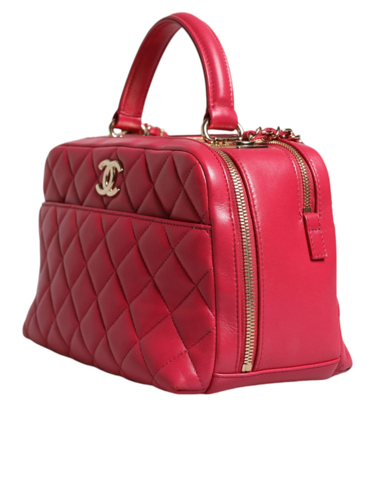 Pink Seal Matelasse Chain CC Lamb Skin Leather Bag