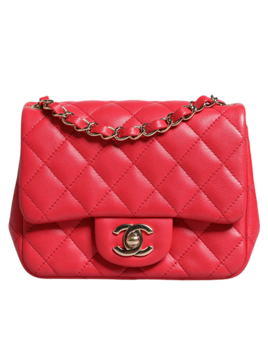 Pink Matelasse Chain Shoulder Lambskin Purse Mini