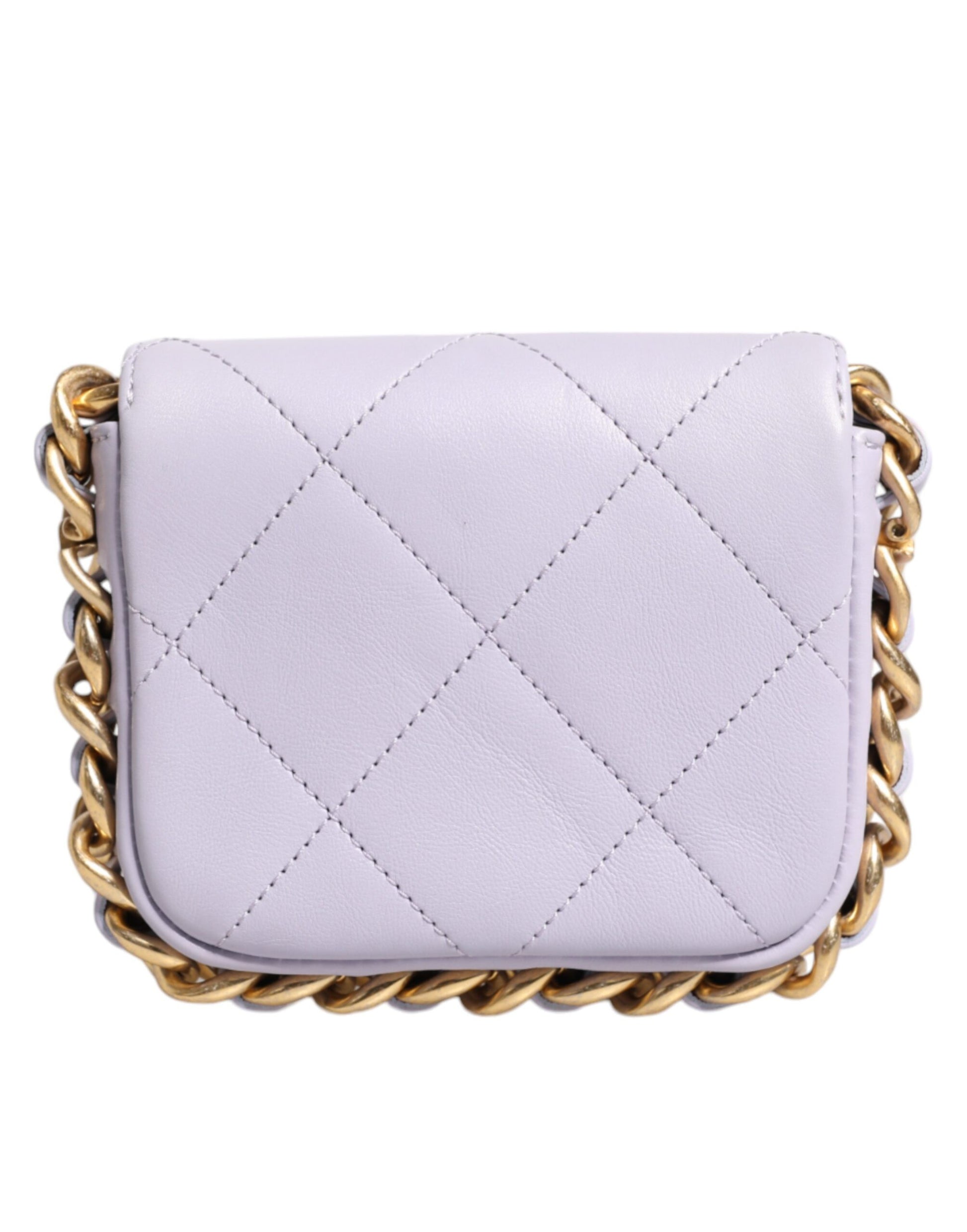 Blue Quilted Calfskin Framing Chain Flap Mini crossbody Bag