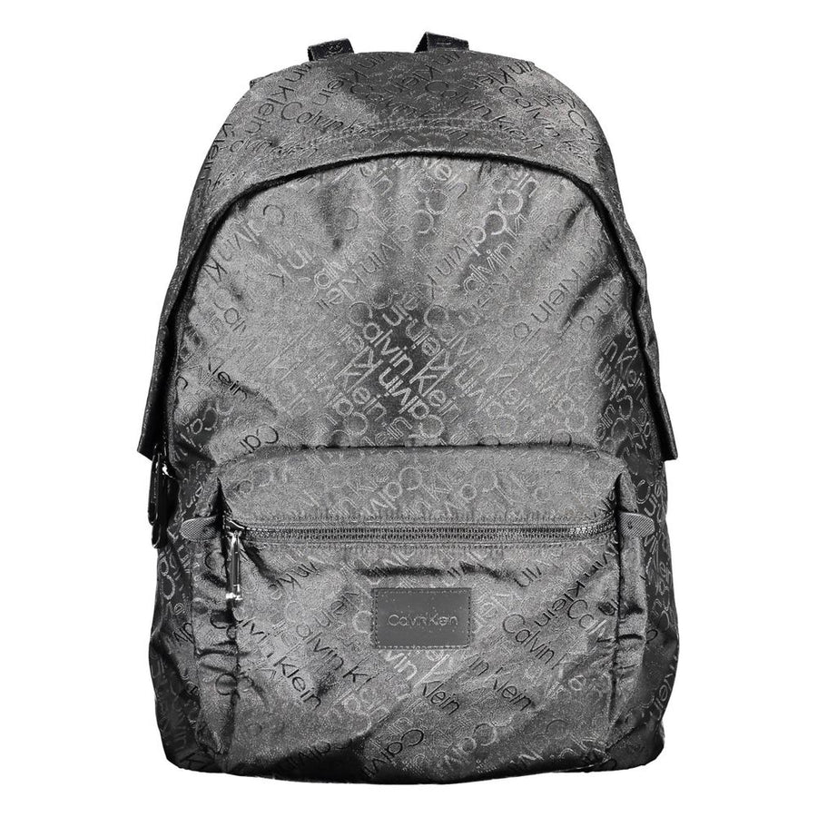 Black Polyester Men Backpack