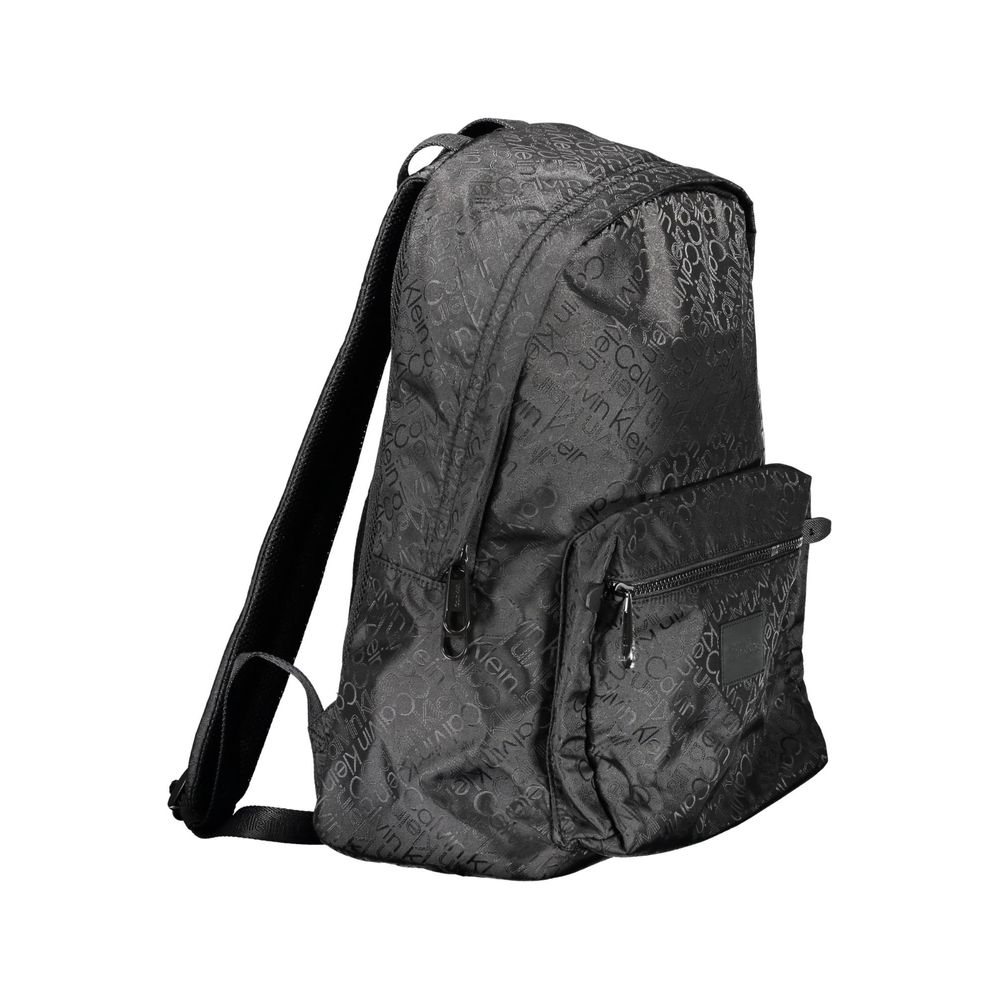 Black Polyester Men Backpack