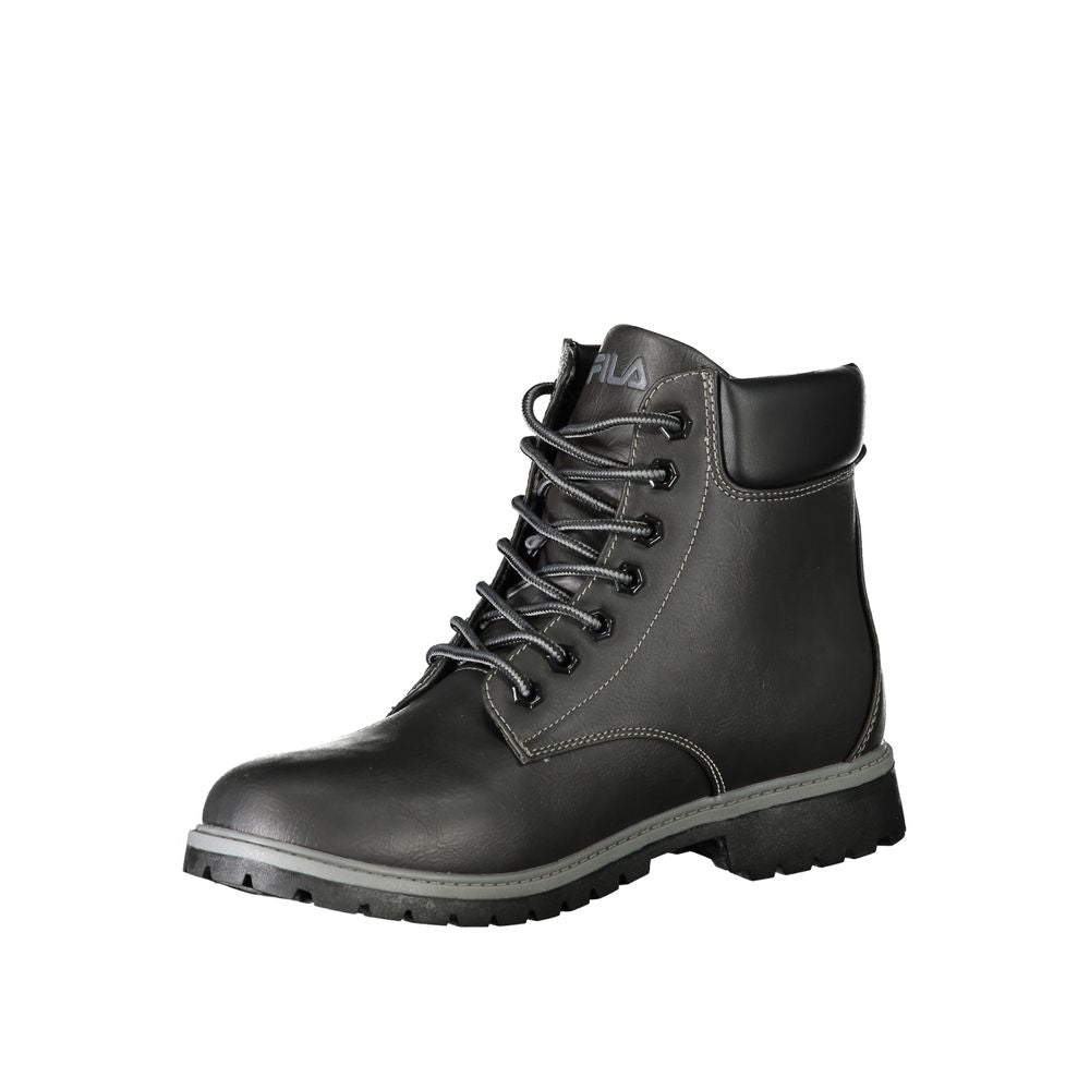 Black Polyester Men Boot