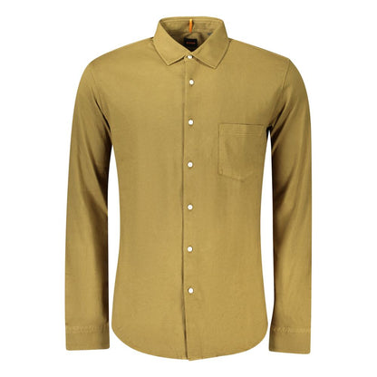 Green Cotton Men Shirt