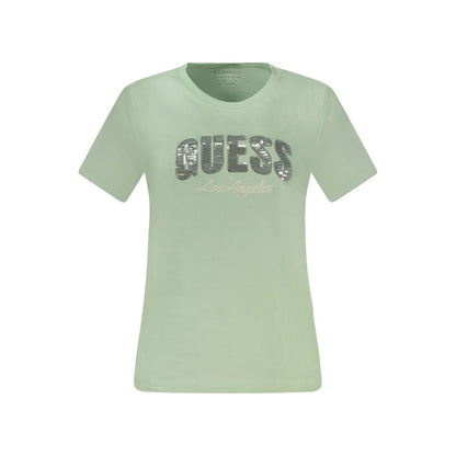 Green Cotton Women T-Shirt