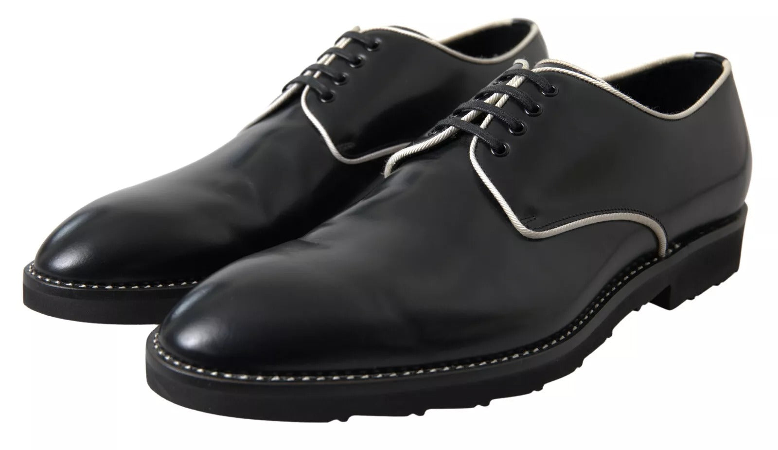 Black White Leather Formal Dress Shoes