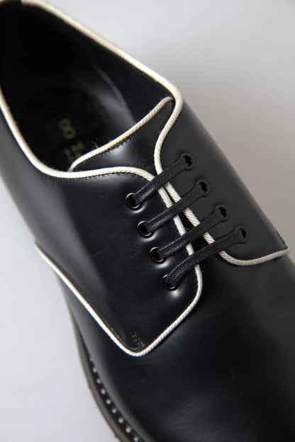 Black White Leather Formal Dress Shoes