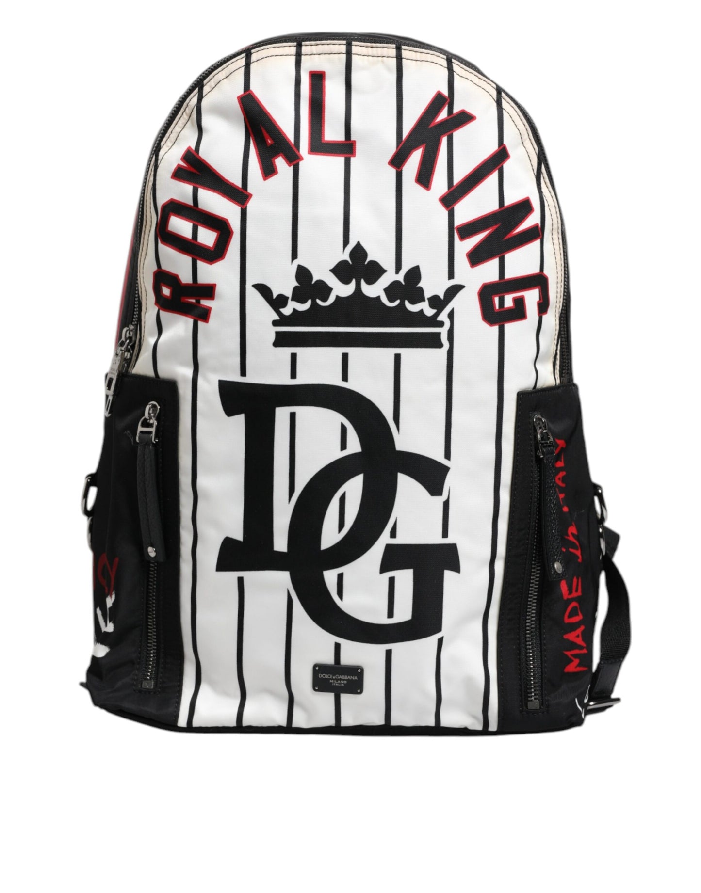 Black White Vulcano Royal King Print Men Backpack Bag