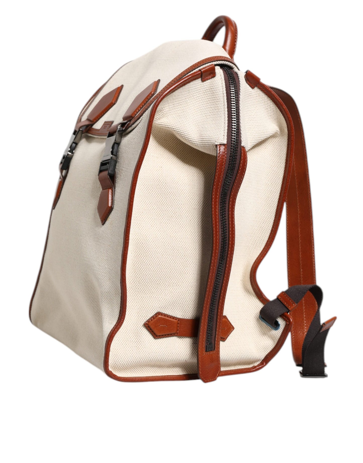 Beige Brown Canvas Leather EDGE Travel Men Back Pack Bag