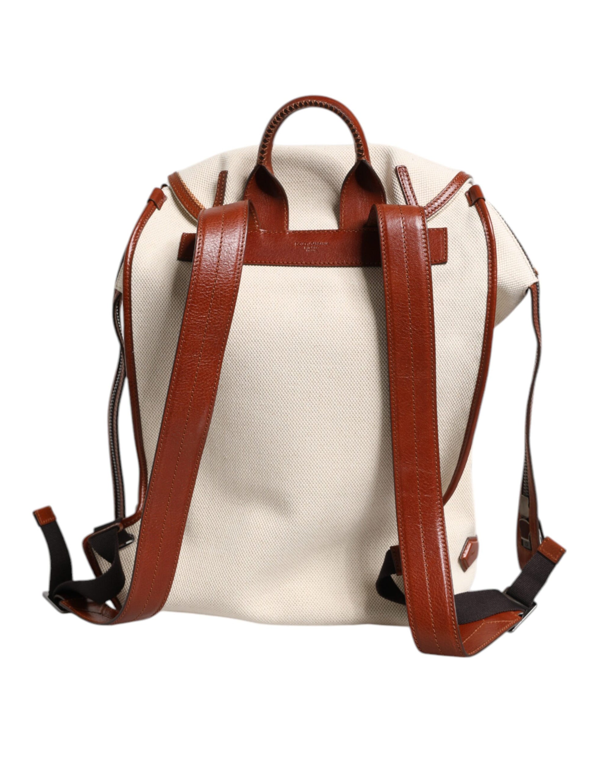 Beige Brown Canvas Leather EDGE Travel Men Back Pack Bag