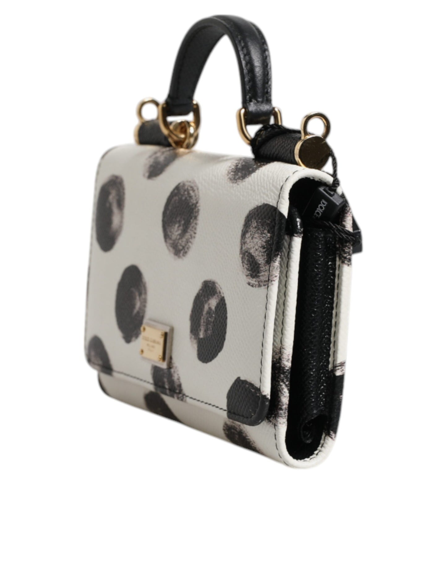 White Black Polkadot Leather Miss Sicily Von Purse Bag