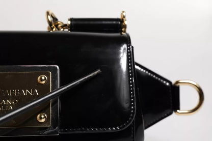 Black Calfskin Leather DG Logo Shoulder Bag