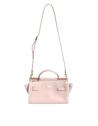 Light Pink Logo Plaque Soft Leather Strap Crossbody Bag