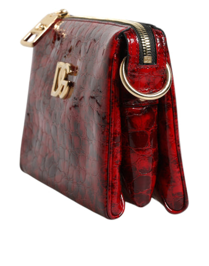 Red Exotic Leather DG Logo Women Crossbody Bag