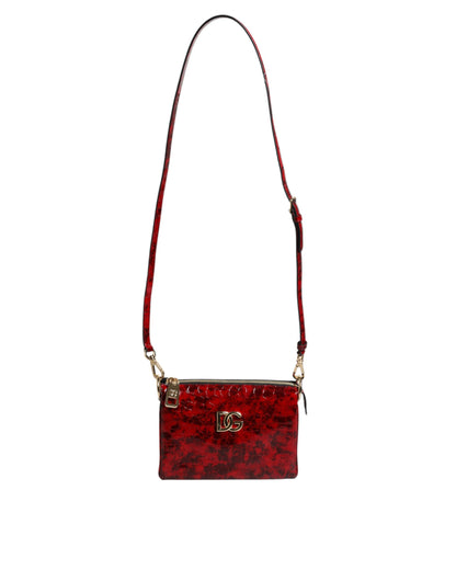 Red Exotic Leather DG Logo Women Crossbody Bag