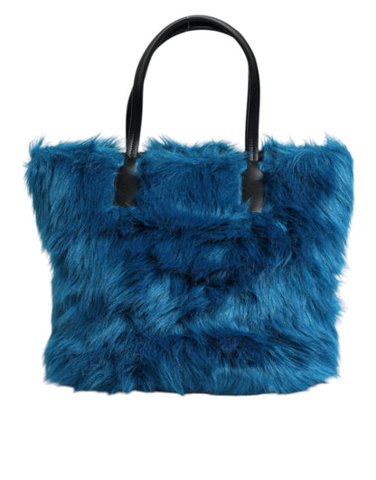 Blue Fur Logo Plaque Double Handle Shoulder Bag