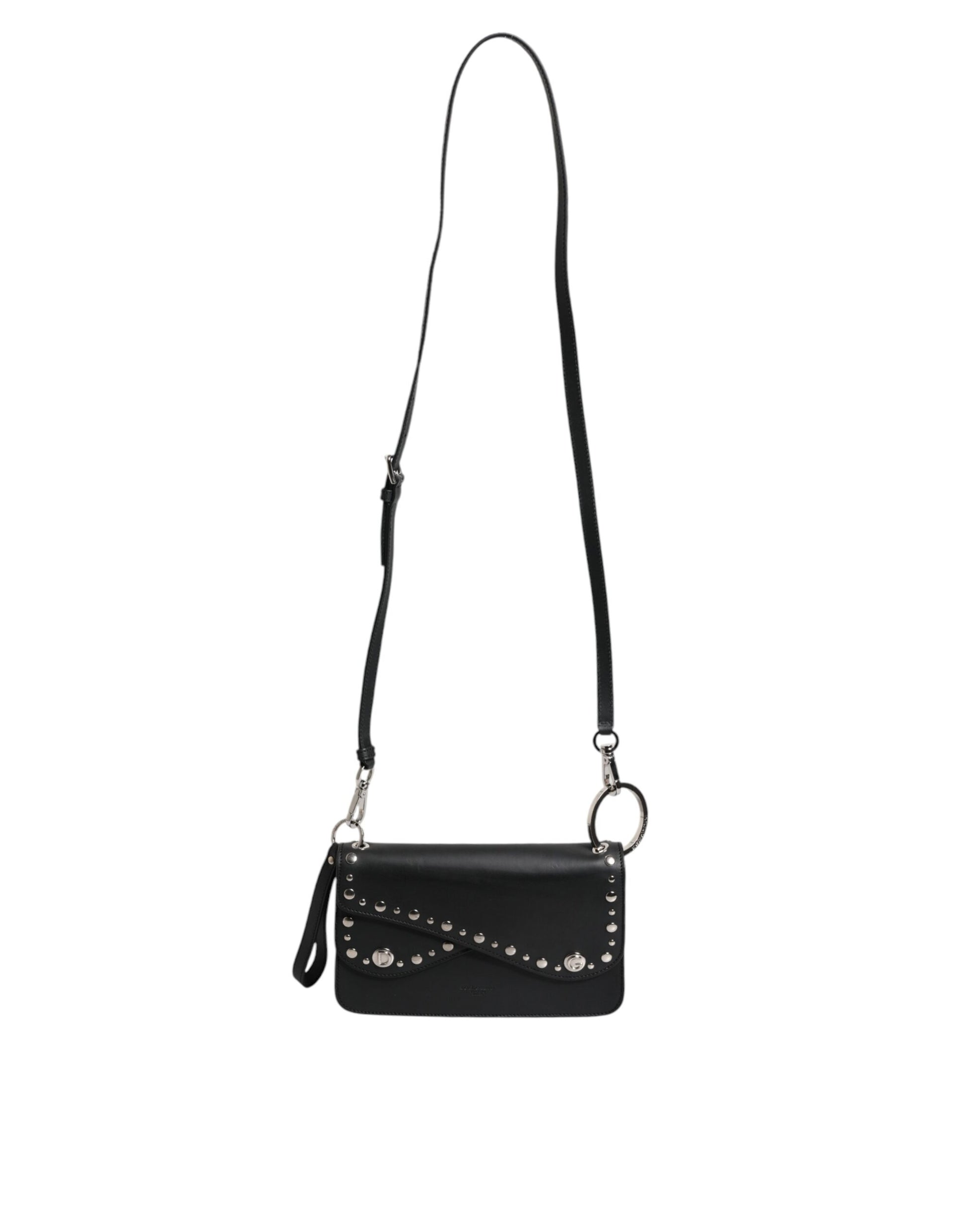 Black Small Leather Studded Shoulder Crossbody Bag