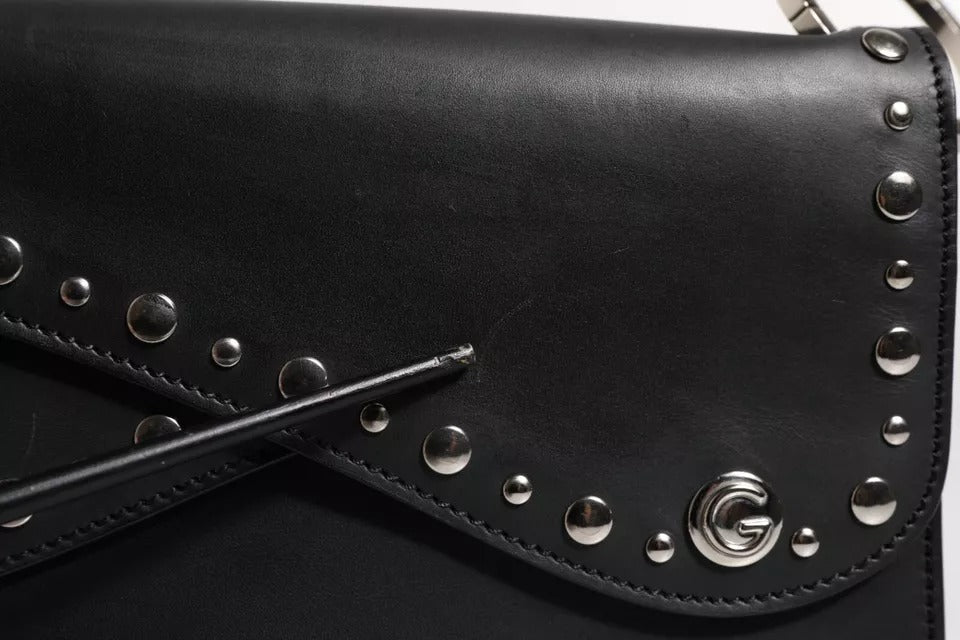 Black Small Leather Studded Shoulder Crossbody Bag