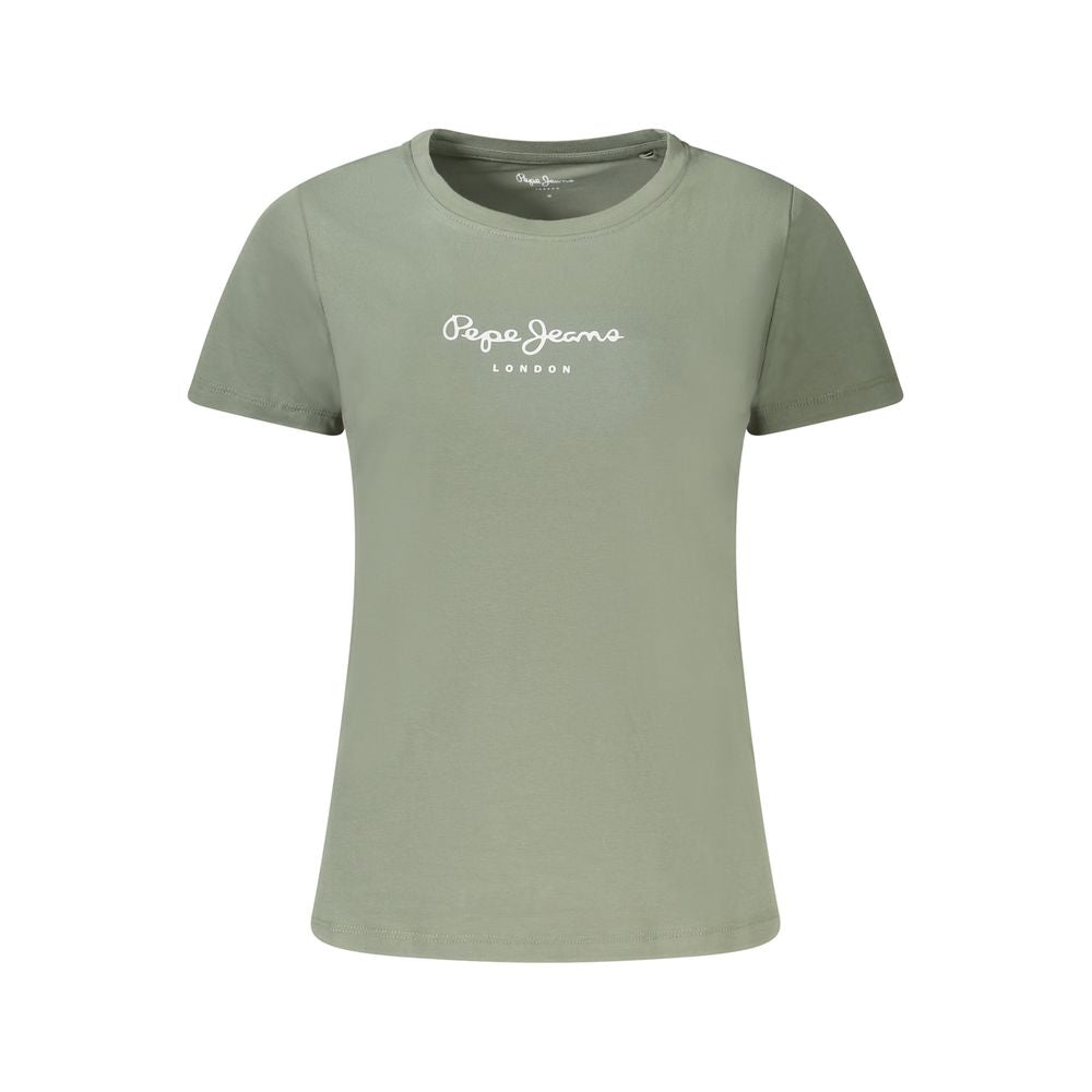 Green Cotton Women T-Shirt