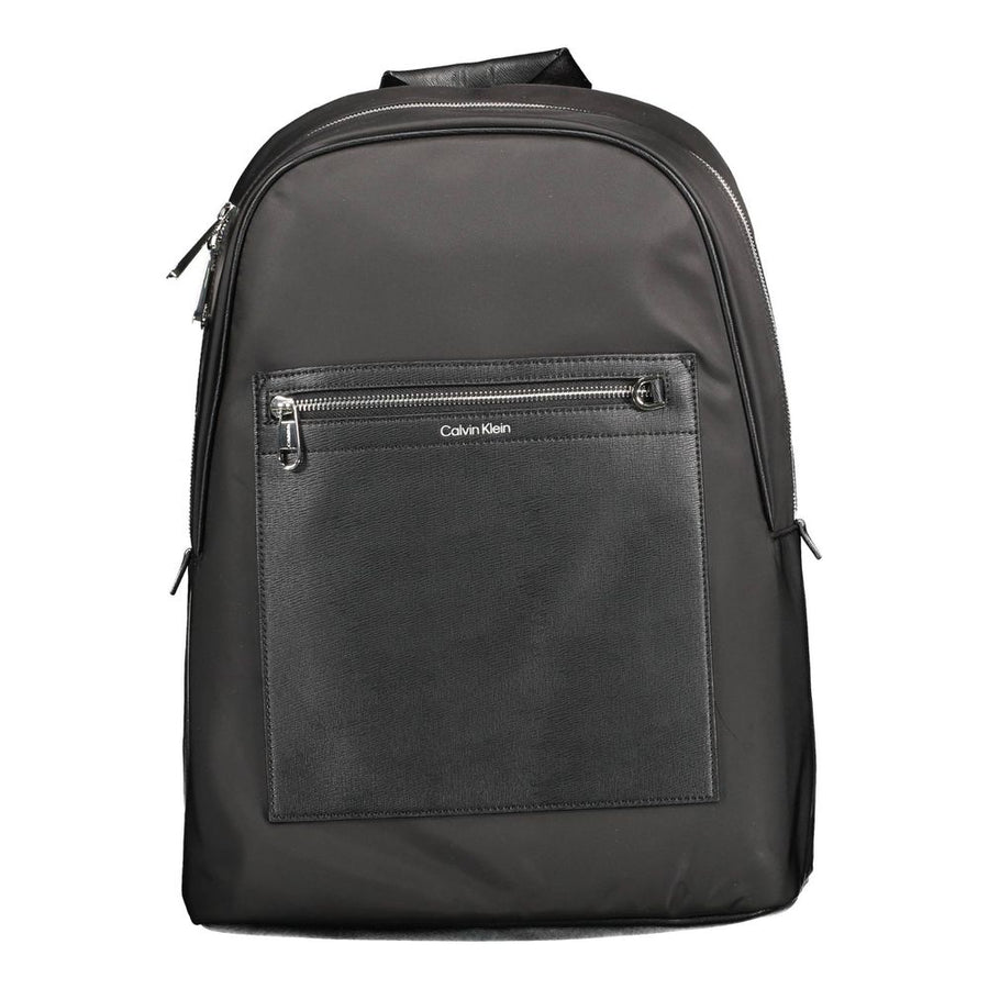 Black Polyester Men Backpack