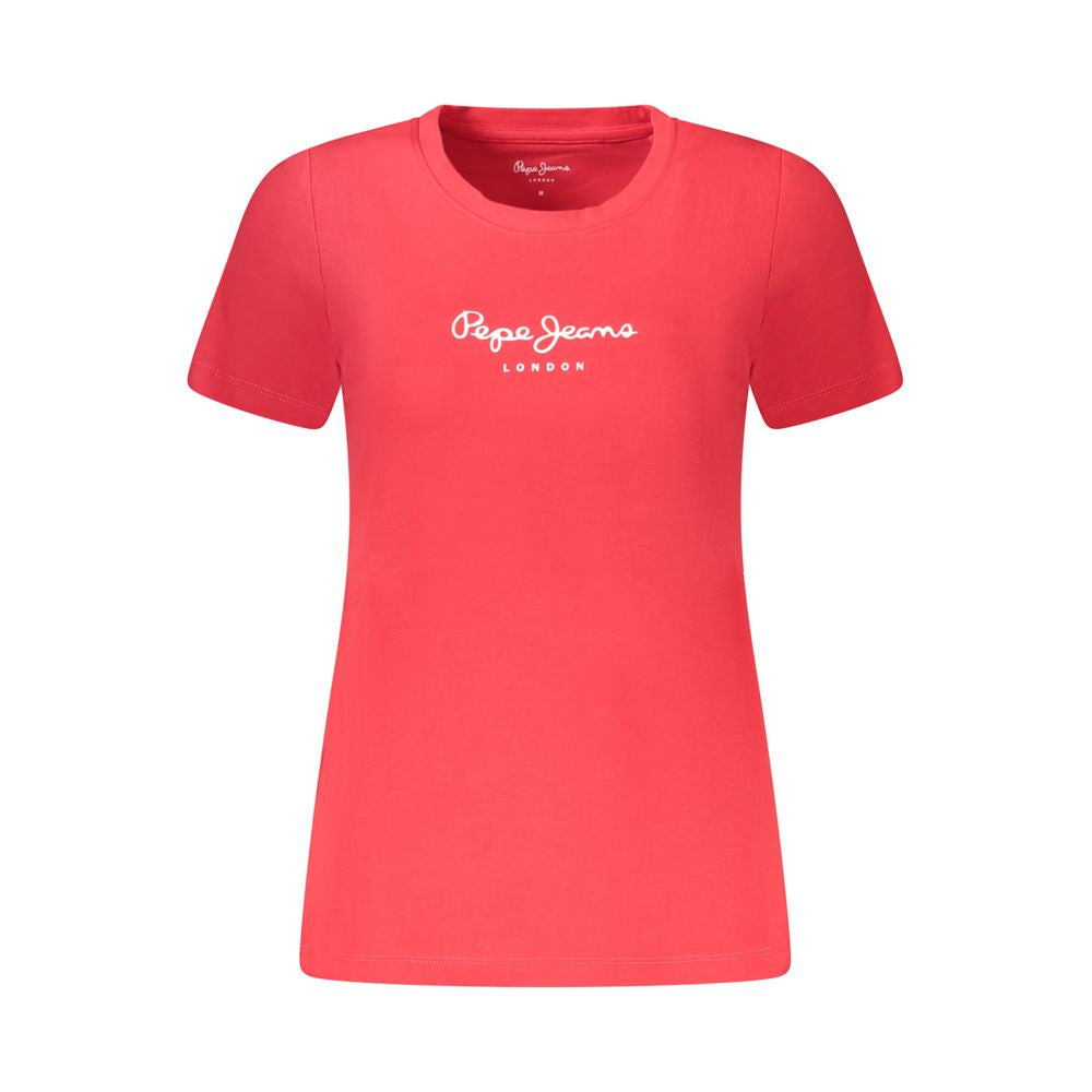 Red Cotton Women T-Shirt