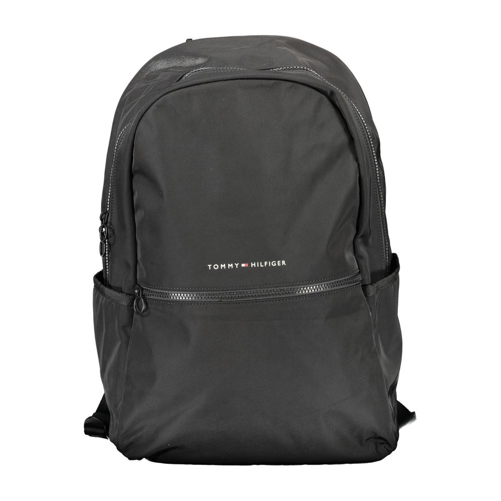 Black Polyester Men Backpack