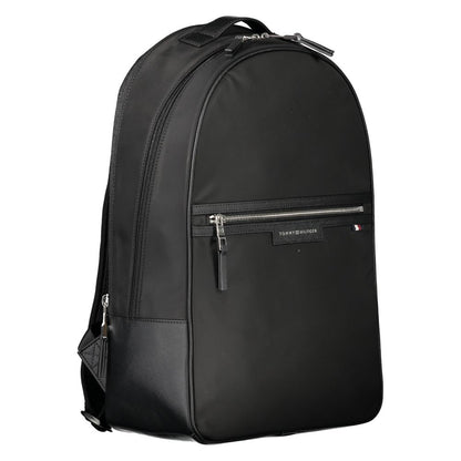 Black Polyester Men Backpack