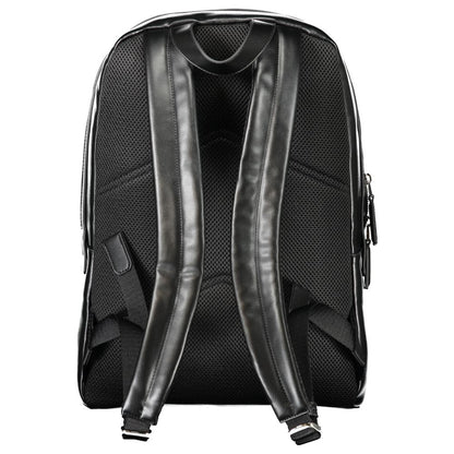 Black Polyester Men Backpack