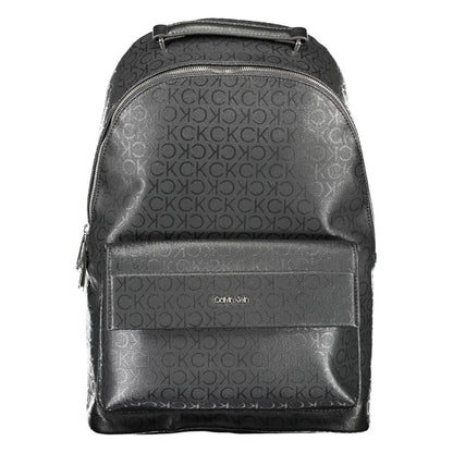 Black Polyester Men Backpack